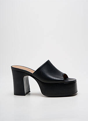 Mules/sabots tissage satiné talon de 7 à 9cm noir FREE LANCE femme