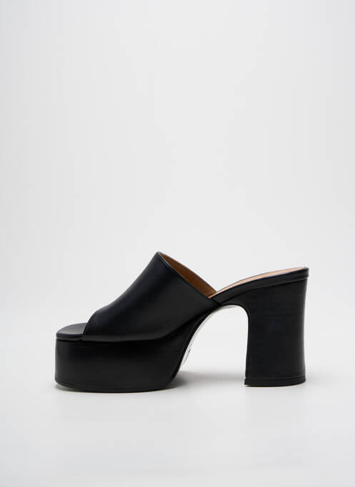 Mules/sabots tissage satiné talon de 7 à 9cm noir FREE LANCE femme