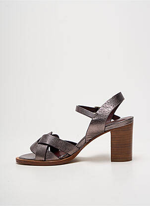 Sandales/nu pieds tissage satiné talon de 7 à 9cm marron AVRIL GAU femme