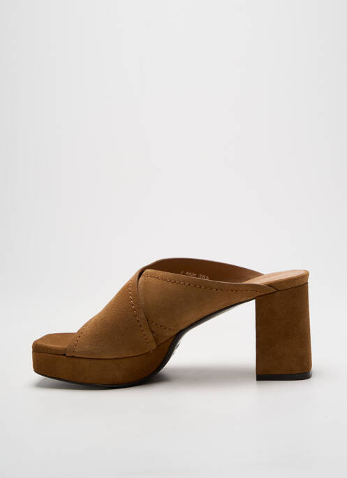 Mules/sabots semelle extérieure cuir talon de 7 à 9cm marron FREELANCE femme
