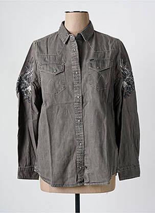 Chemisier coupe droite manches longues gris WRANGLER femme