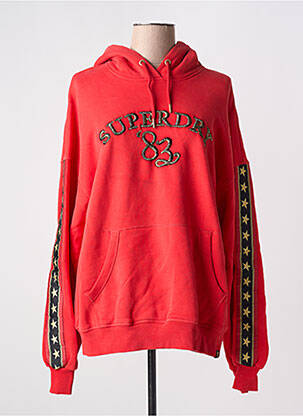 Sweat-shirt à capuche manches longues manches longues rouge SUPERDRY femme