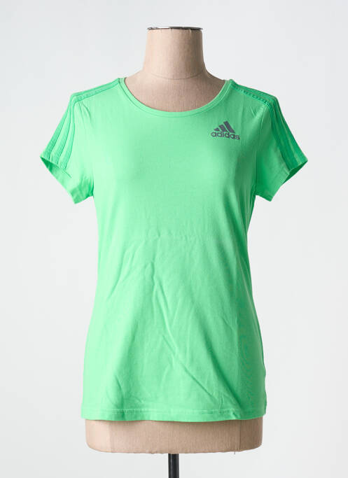 T-shirt sérigraphie floquée manches courtes vert ADIDAS femme