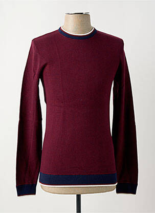 Pull tissage chiné manches longues rouge JULES homme