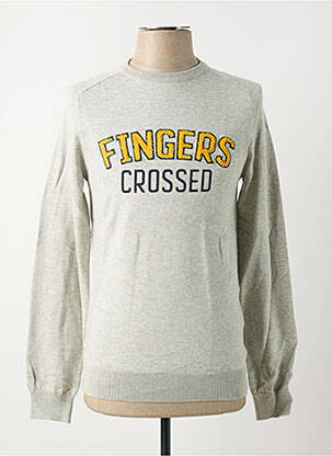 Pull tissage chiné manches longues gris JULES homme