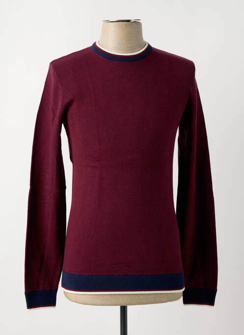 Pull tissage chiné manches longues rouge JULES homme