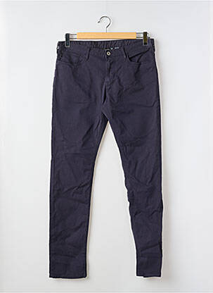 Pantalon slim fermeture zippée sous rabat boutonné bleu EMPORIO ARMANI homme