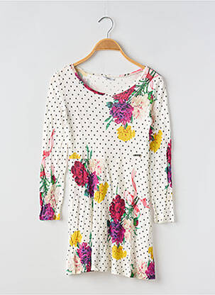 Robe mi-longue col rond manches longues blanc GUESS fille