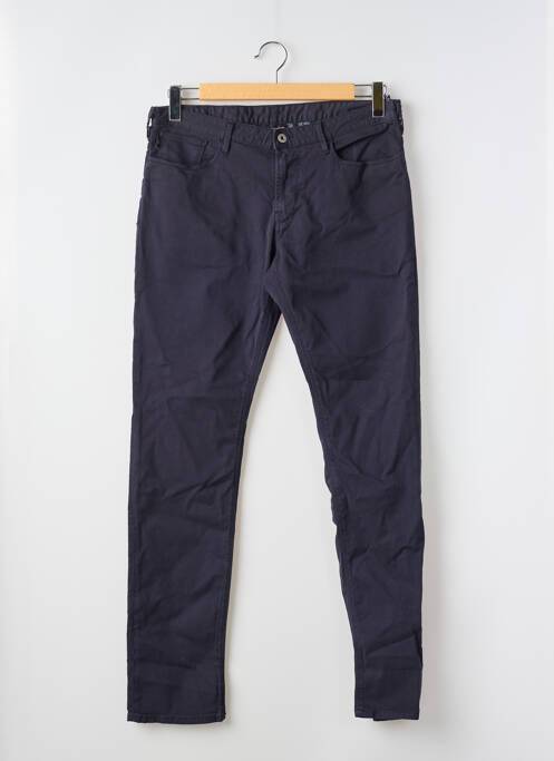 Pantalon slim fermeture zippée sous rabat boutonné bleu EMPORIO ARMANI homme