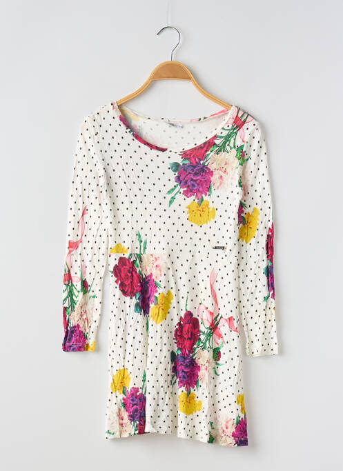 Robe mi-longue col rond manches longues blanc GUESS fille