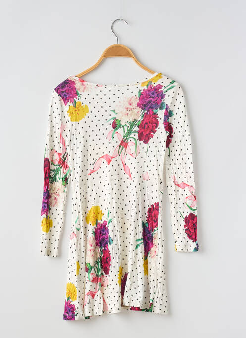 Robe mi-longue col rond manches longues blanc GUESS fille