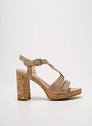 Sandales/nu pieds matière lisse talon haut de 10cm et plus beige PERLATO femme