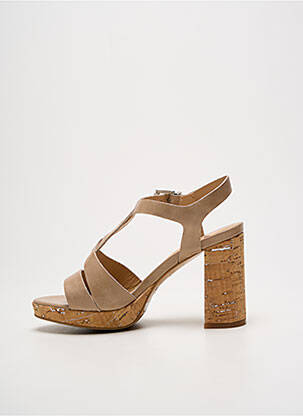 Sandales/nu pieds matière lisse talon haut de 10cm et plus beige PERLATO femme