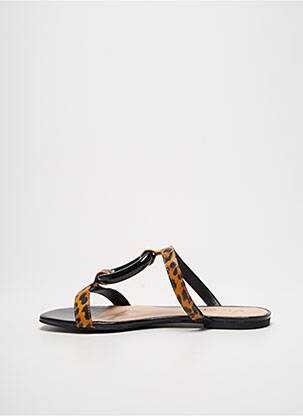 Mules/sabots tissage satiné talon plat jusqu'à 3cm marron VICENZA femme