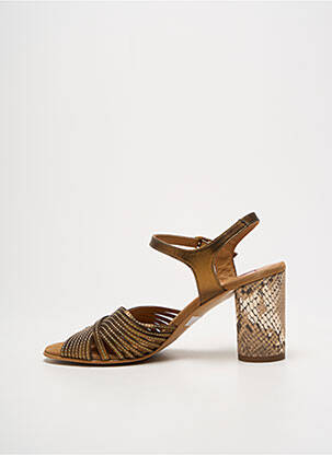 Sandales/nu pieds matière lisse talon de 7 à 9cm marron JHAY femme