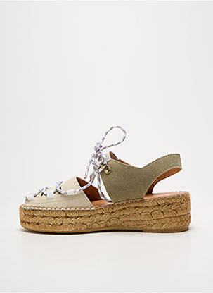 Espadrilles fermeture lacets talon de 4 à 6cm vert NAGUISA femme