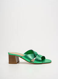 Mules/sabots matière lisse talon de 4 à 6cm vert QOO TUM femme