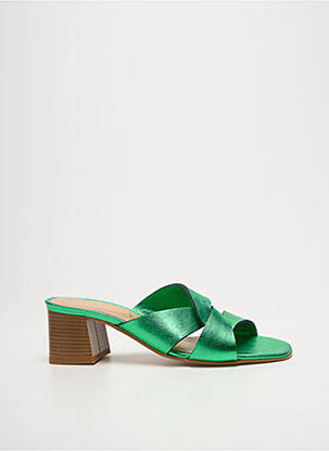 Mules/sabots matière lisse talon de 4 à 6cm vert QOO TUM femme