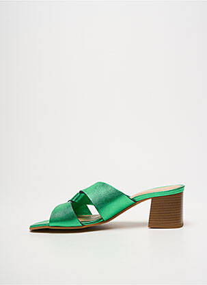 Mules/sabots matière lisse talon de 4 à 6cm vert QOO TUM femme