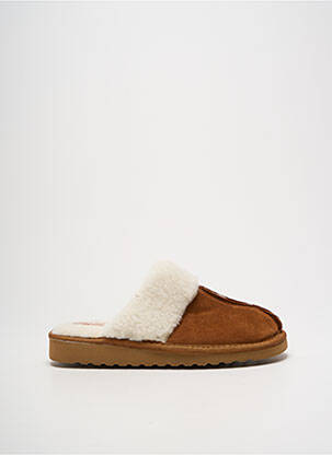 Chaussons/pantoufles bout rond talon plat jusqu'à 3cm marron SOIR ET MATIN femme