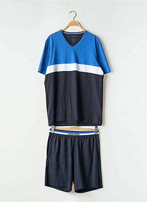 Pyjashort col v bleu EDEN PARK homme
