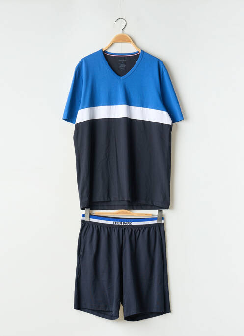 Pyjashort col v bleu EDEN PARK homme