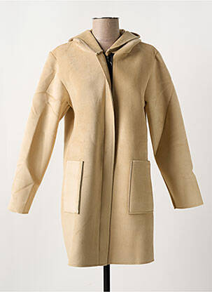 Manteau court capuche a capuche beige BLANC BOHEME femme