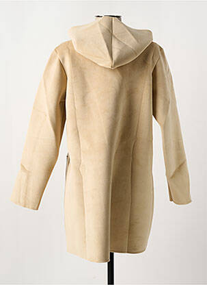Manteau court capuche a capuche beige BLANC BOHEME femme