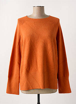 Pull coupe droite manches longues orange BLANC BOHEME femme