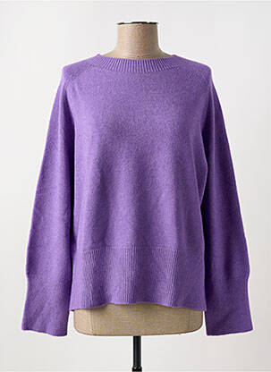 Pull coupe droite manches longues violet BLANC BOHEME femme