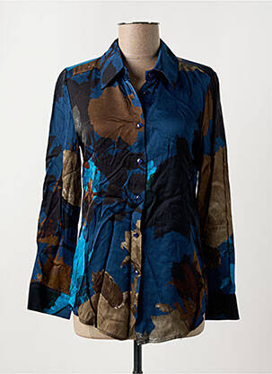 Chemisier coupe cintrée manches longues bleu BLANC BOHEME femme