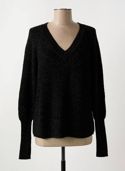 Pull col v manches longues noir BLANC BOHEME femme