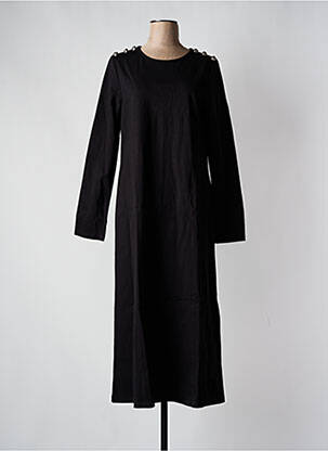 Robe longue manches longues manches longues noir BLANC BOHEME femme