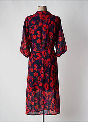 Robe longue imprimé fantaisie manches courtes rouge BLANC BOHEME femme