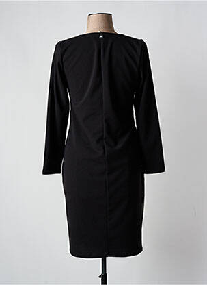 Robe mi-longue imprimé fantaisie manches longues noir BLANC BOHEME femme