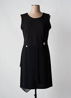 Robe mi-longue sans manche sans manche noir BLANC BOHEME femme