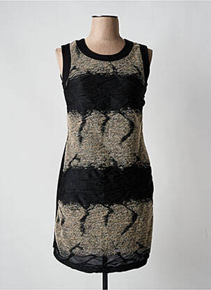 Robe mi-longue imprimé fantaisie sans manche noir BLANC BOHEME femme