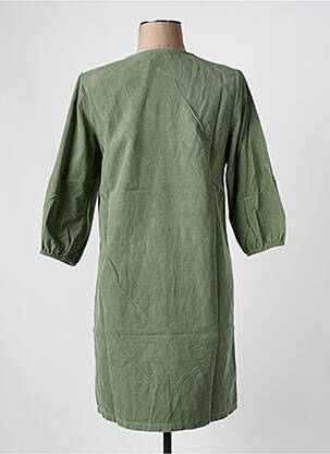 Robe mi-longue manches 3/4 manches 3/4 vert BLANC BOHEME femme