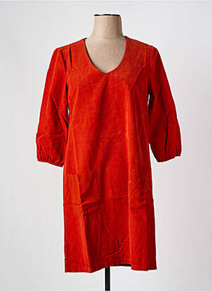 Robe mi-longue manches 3/4 manches 3/4 orange BLANC BOHEME femme