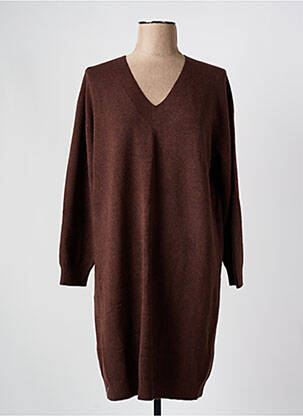 Robe pull col v manches longues marron BLANC BOHEME femme