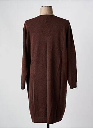 Robe pull col v manches longues marron BLANC BOHEME femme