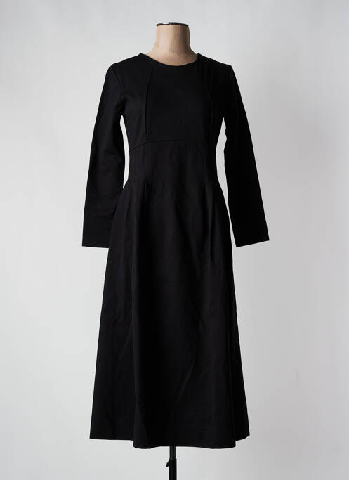 Robe longue manches longues manches longues noir BLANC BOHEME femme