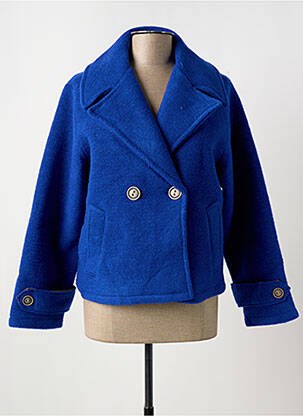 Manteau court coupe droite sans capuche bleu BLANC BOHEME femme
