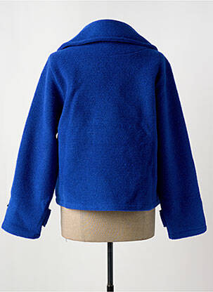 Manteau court coupe droite sans capuche bleu BLANC BOHEME femme