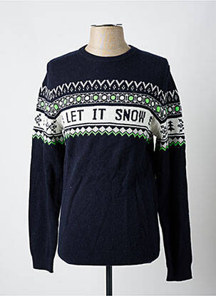 Pull tissage jacquard manches longues bleu JULES homme