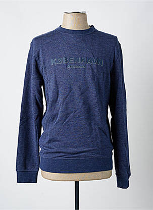 Pull tissage chiné manches longues bleu JULES homme