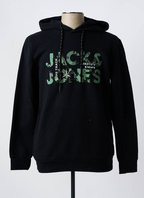 Sweat-shirt à capuche noir JACK & JONES pour homme