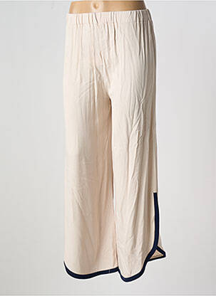 Pantalon large tissage popeline taille normale beige ELEONORA AMADEI femme