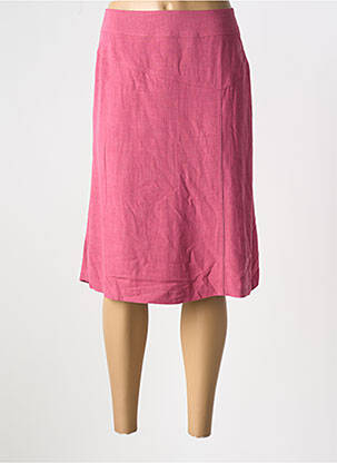 Jupe mi-longue coupe droite rose GEVANA femme