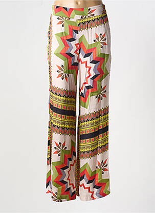Pantalon droit taille haute taille haute vert ELEONORA AMADEI femme